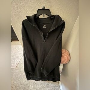 Aerie Ribbed Quarter Zip Pullover Sweater